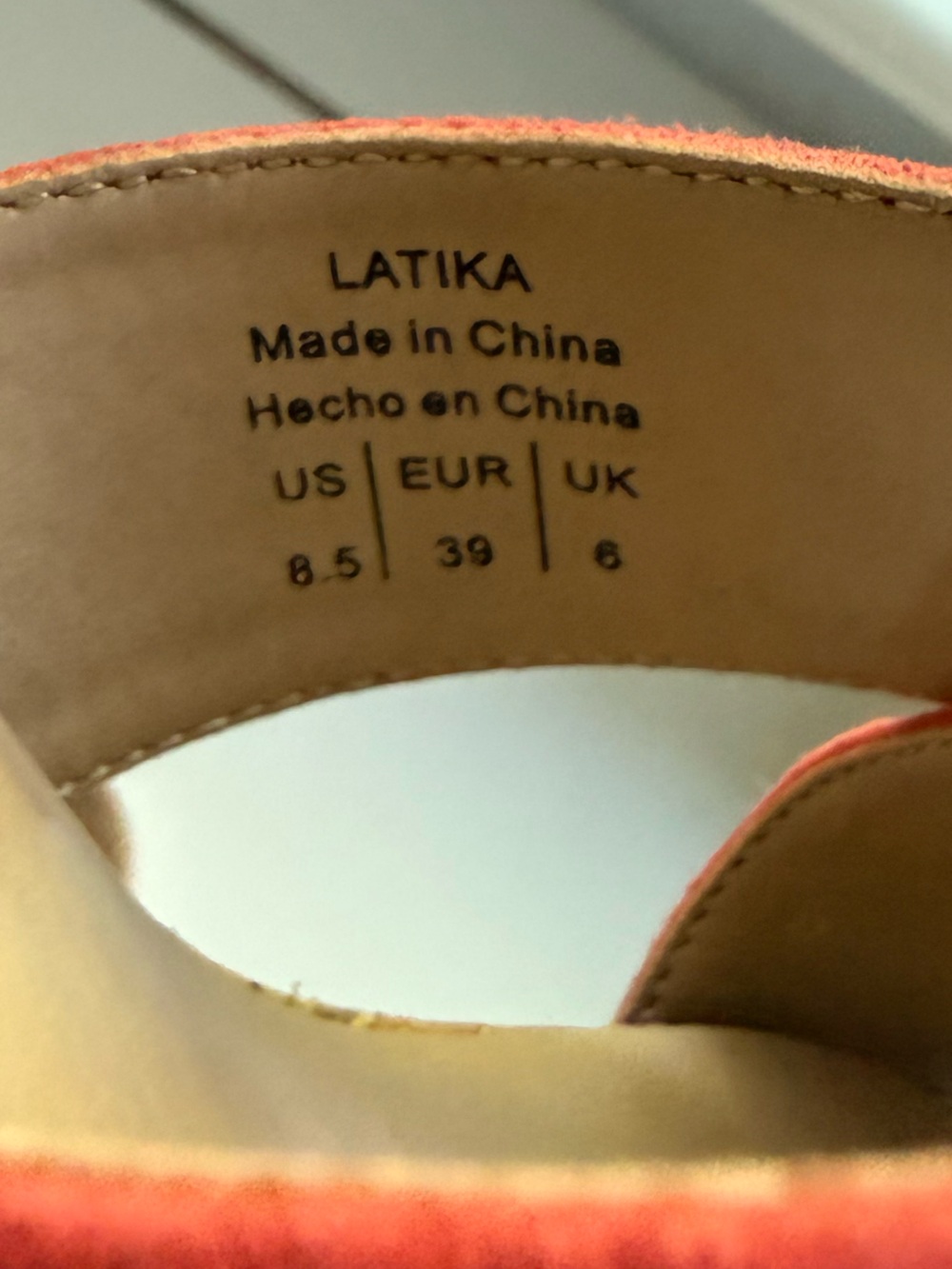 Mix No. 6 Coral / Orange Suede Cork Block Heel Sandals Size 8.5 Like New - Picture 6 of 9